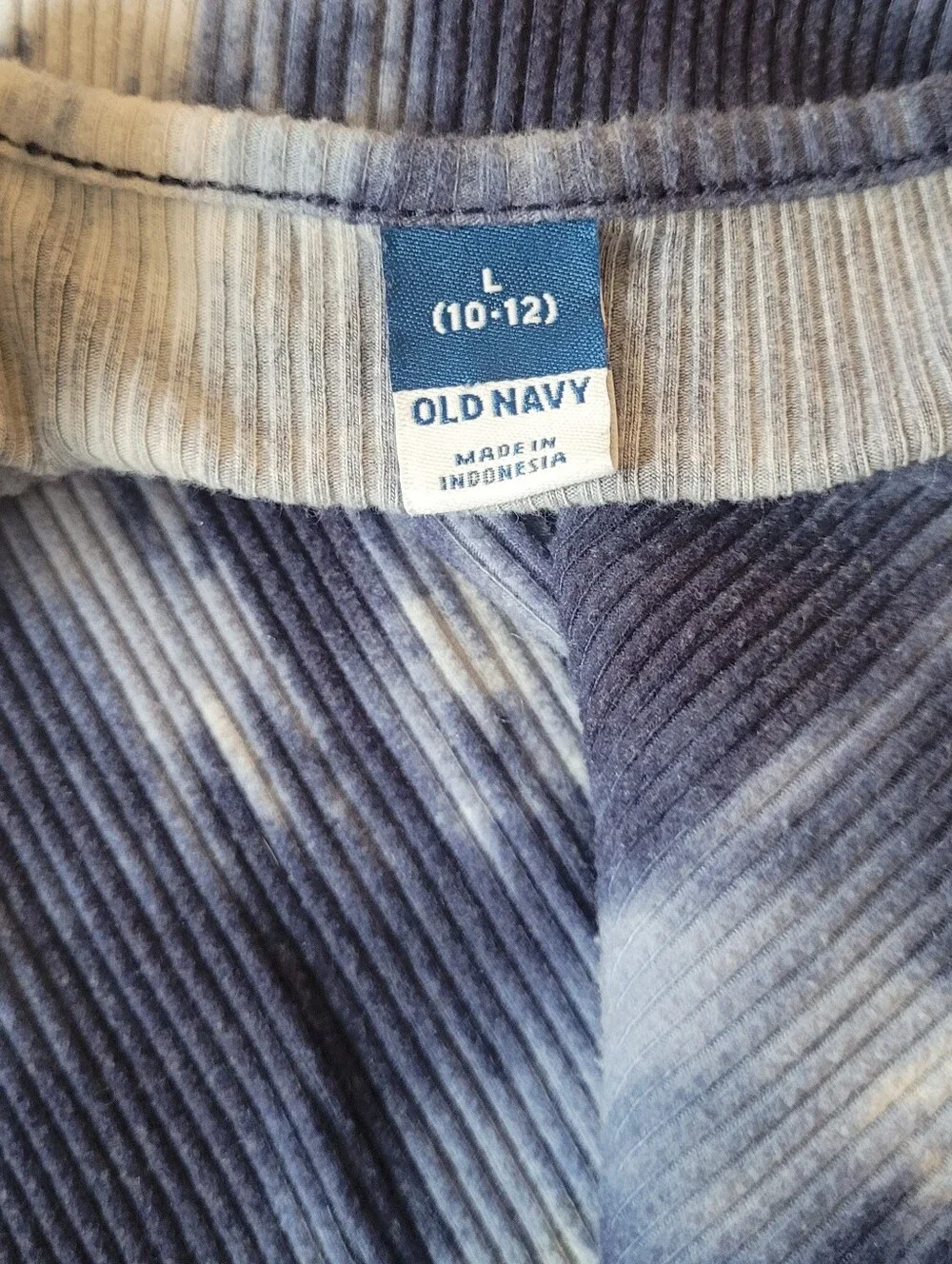 Old Navy Girls Tie Dye Ribbed Long Sleeve Shirt Size L (10-12) Blue White